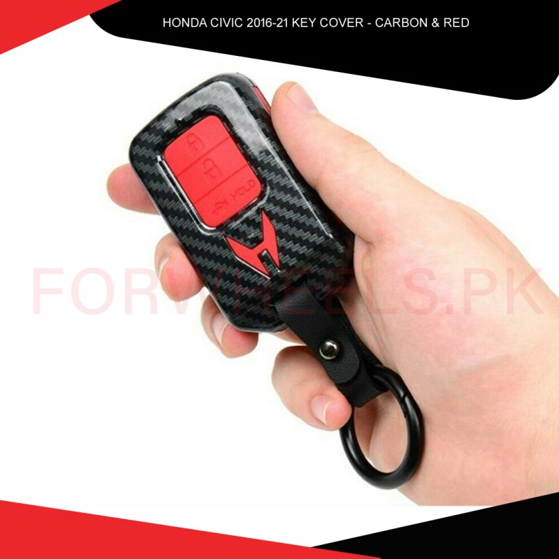 Honda Civic 2016-21 Key Cover Carbon & Red