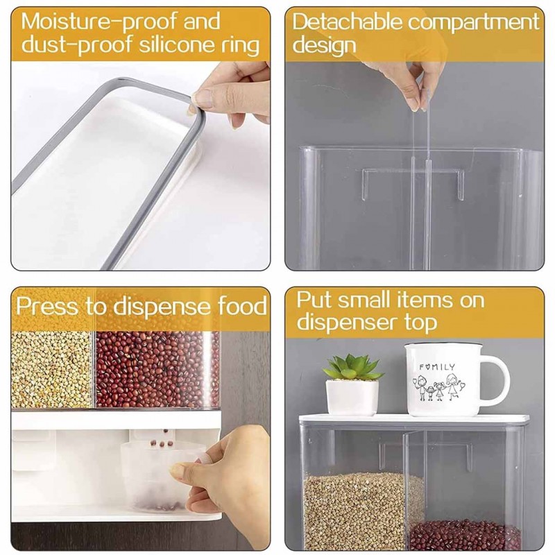 Dual Cereal Dispenser 3L Wall Mounted