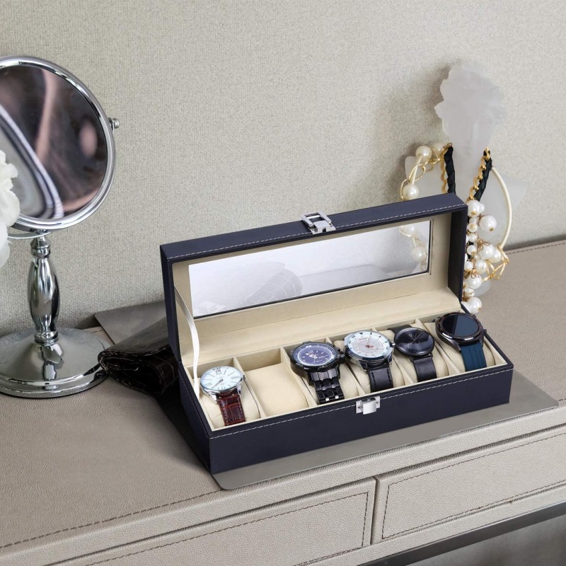 6 Slot Watch Box PU Leather