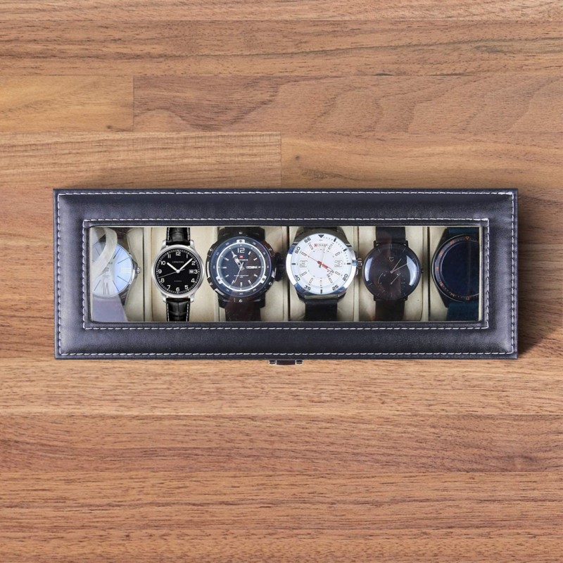 6 Slot Watch Box PU Leather