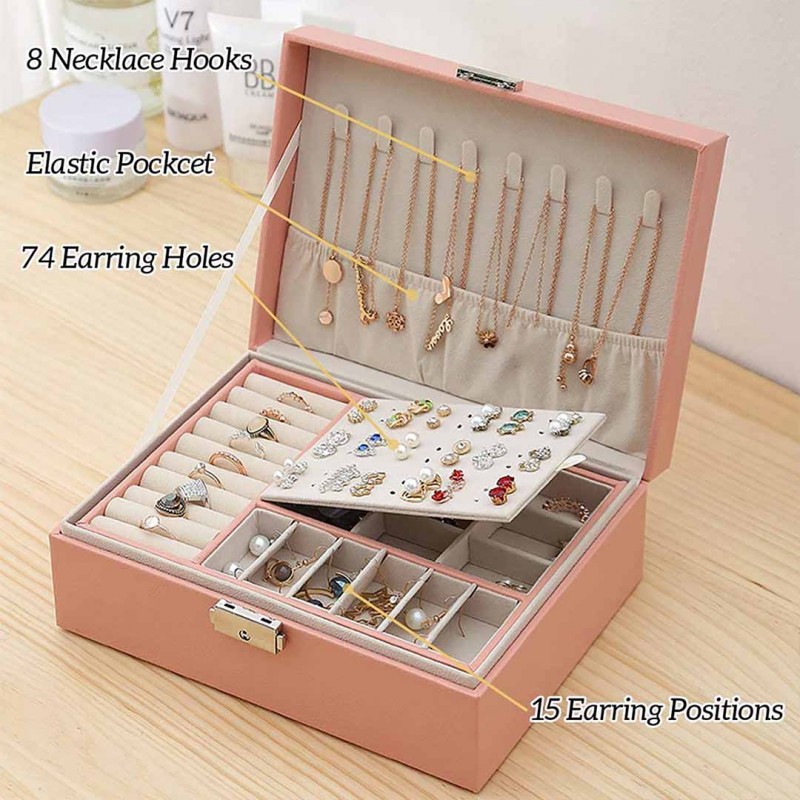 Double Layer Leather Jewelry Box