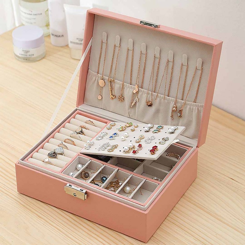 Double Layer Leather Jewelry Box