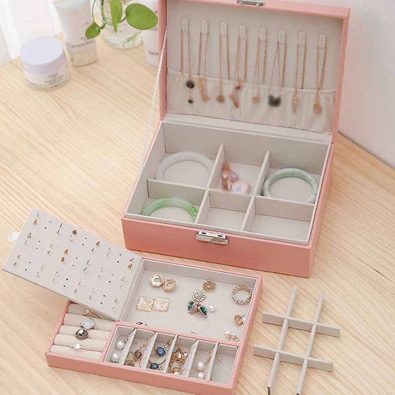 Double Layer Leather Jewelry Box