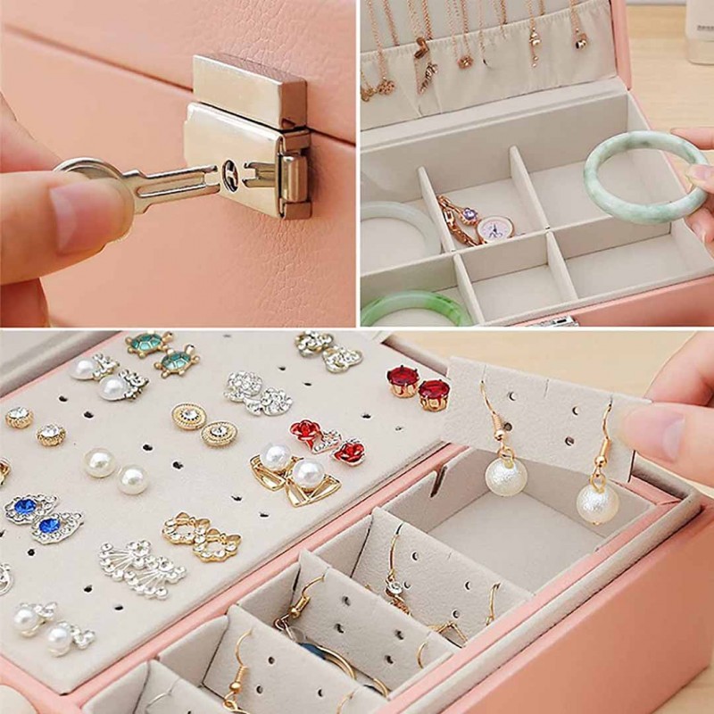 Double Layer Leather Jewelry Box