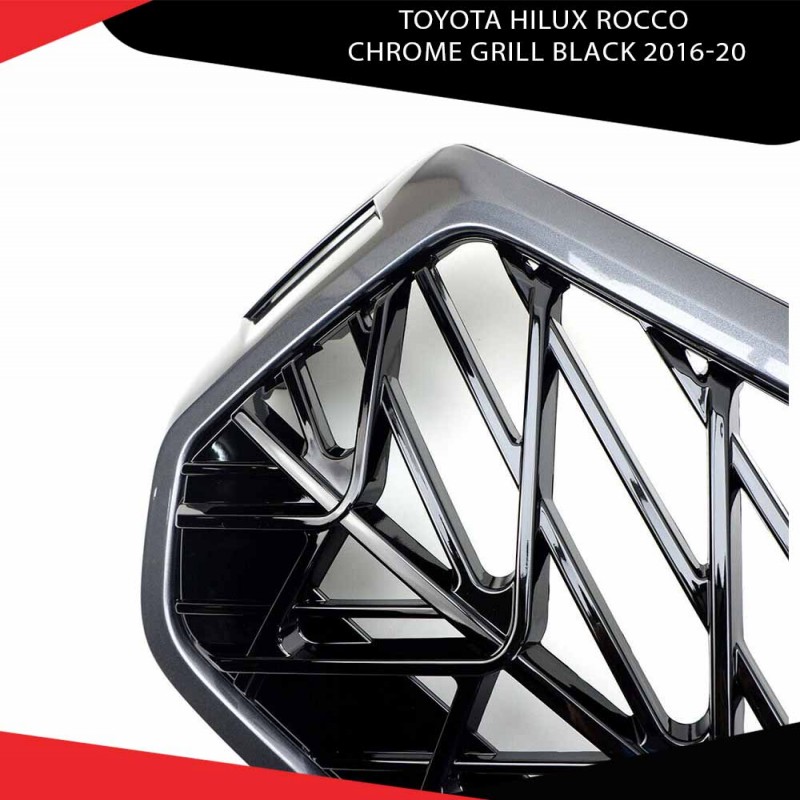 Toyota Hilux Rocco Chrome Grill Black 2016-20