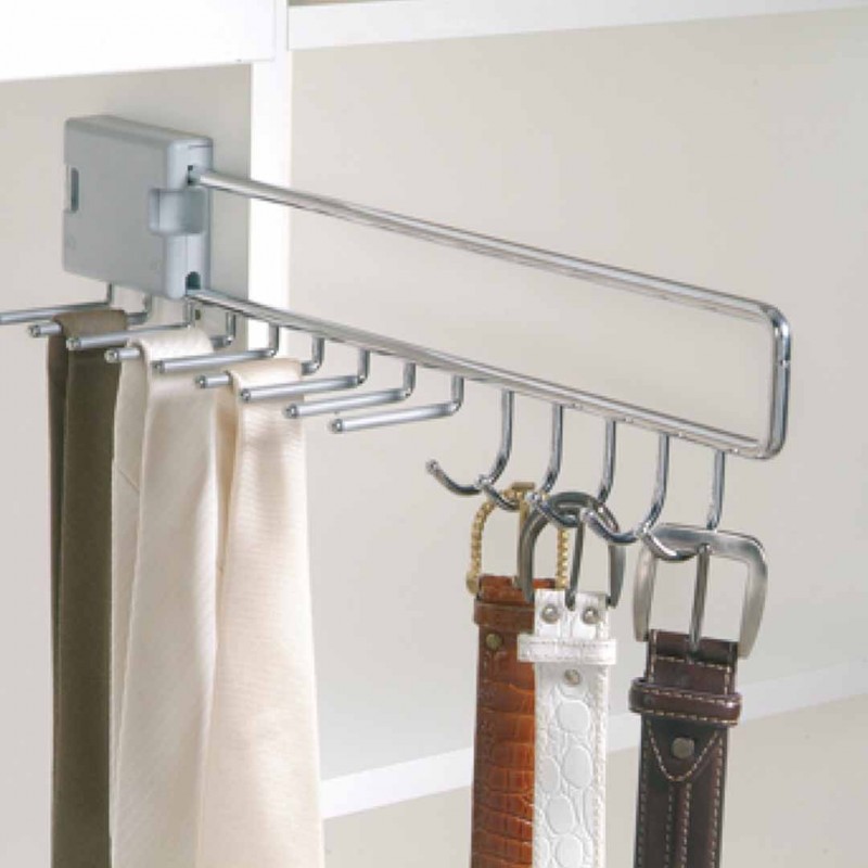 Tie And Belt Rack, Extending, For 9 Ties And 5 Belts