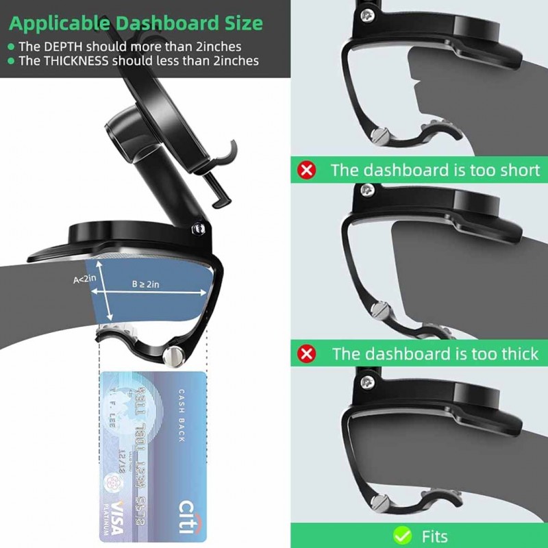 Dashboard Clip Mount Car Phone Stand