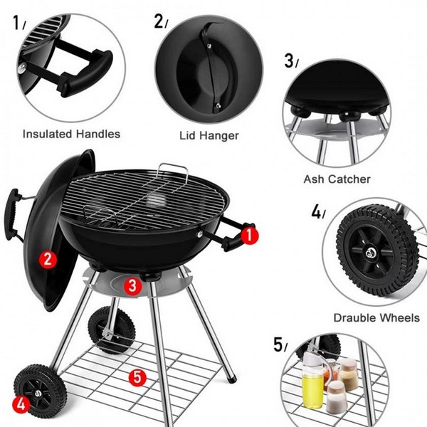 Football Sytle Bar B Que Grill and Oven with Moving Stand