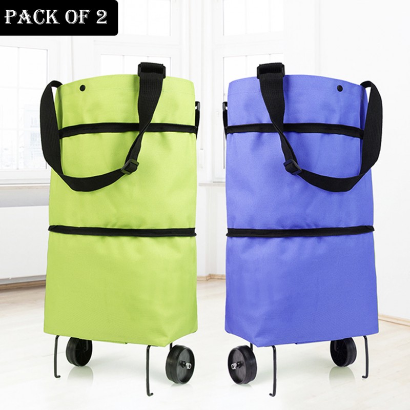 Foldable Trolley Shopping Bag Pack of 02