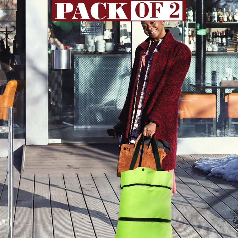 Foldable Trolley Shopping Bag Pack of 02