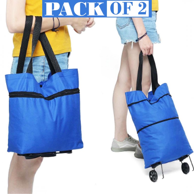 Foldable Trolley Shopping Bag Pack of 02