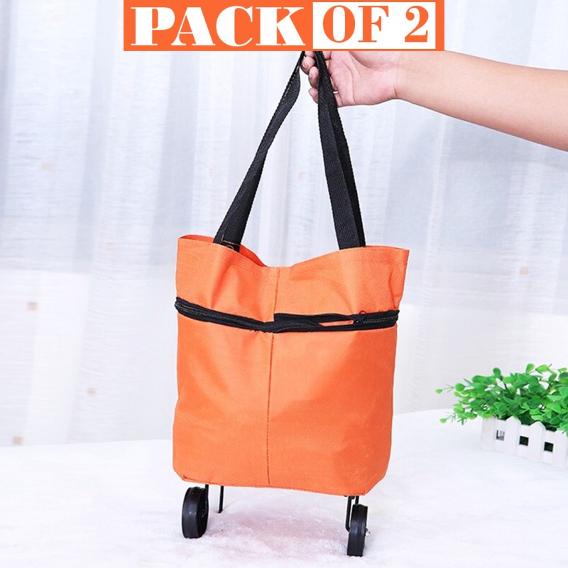 Foldable Trolley Shopping Bag Pack of 02
