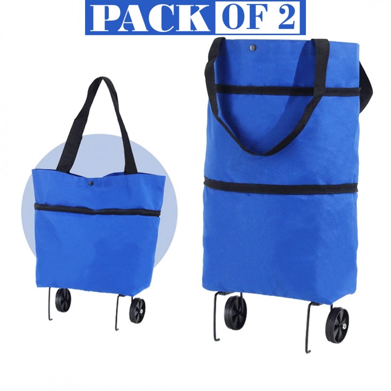 Foldable Trolley Shopping Bag Pack of 02