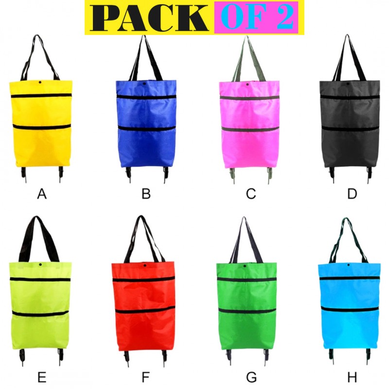 Foldable Trolley Shopping Bag Pack of 02