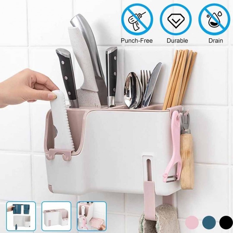 Wall Mount Utensil Knife Rack Organizer