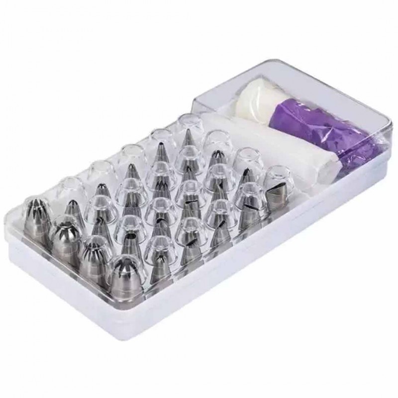Ultimate 27 Piece Cake Decorating Nozzle Set with Piping Bag