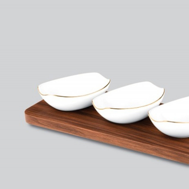 Alaleh Serving Dishes With Wooden Base