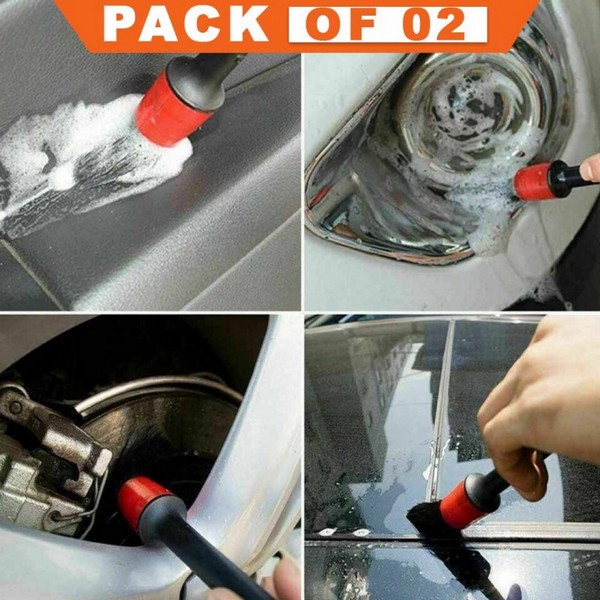 Tools Plastic Handle Dirt Dust Clean Brush Car & Micro-Fiber Cleaning Cloth Double Side Pack Of 02