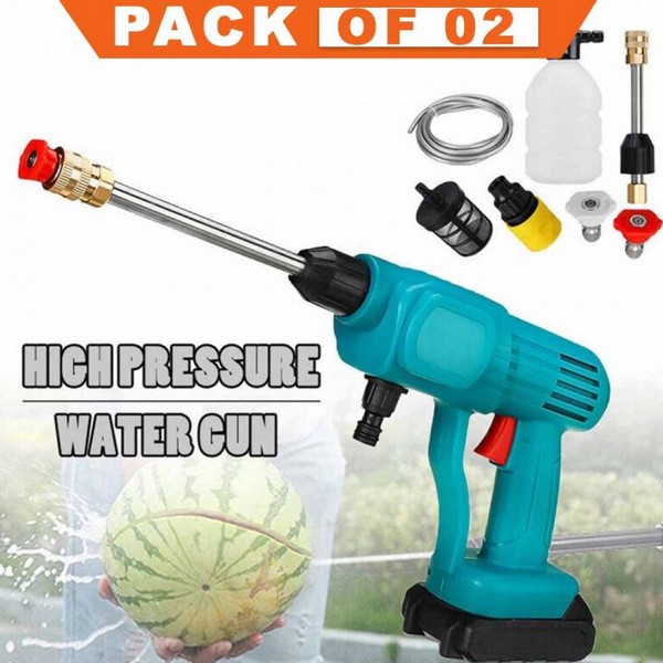 Cordless High Pressure Water Cleaner Washer Spray & 2 In 1 Microfiber Car Washing Cleaning Sponge  Pack Of 02