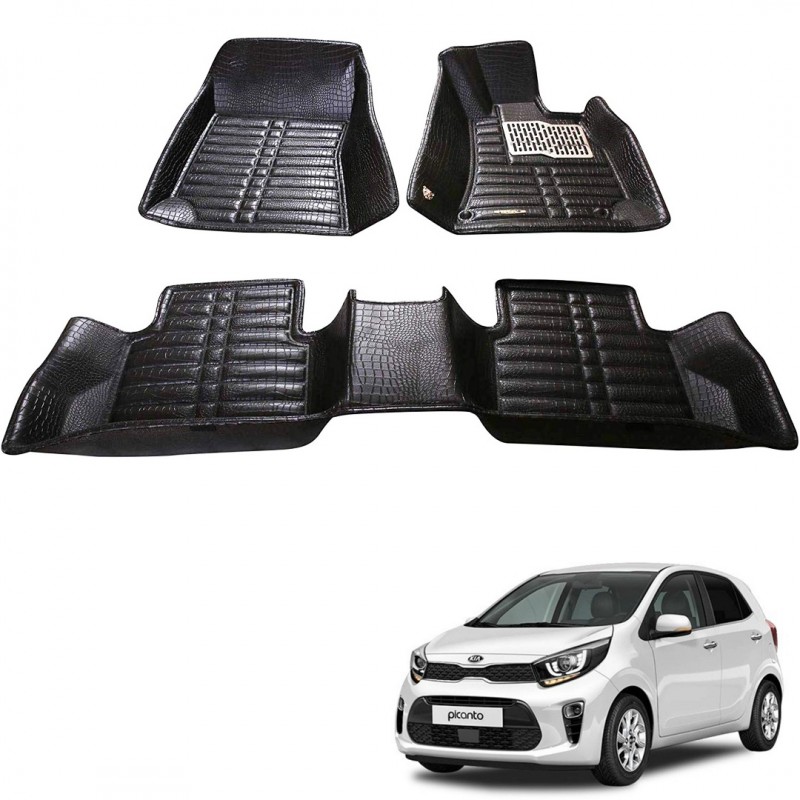 Upgrade Your Kia Picanto 2022 Interior with Black 5D Floor Mats | Custom Fit Car Mats for Enhanced Style and Protection