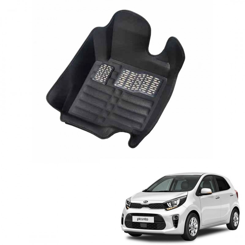 Upgrade Your Kia Picanto 2022 Interior with Black 5D Floor Mats | Custom Fit Car Mats for Enhanced Style and Protection