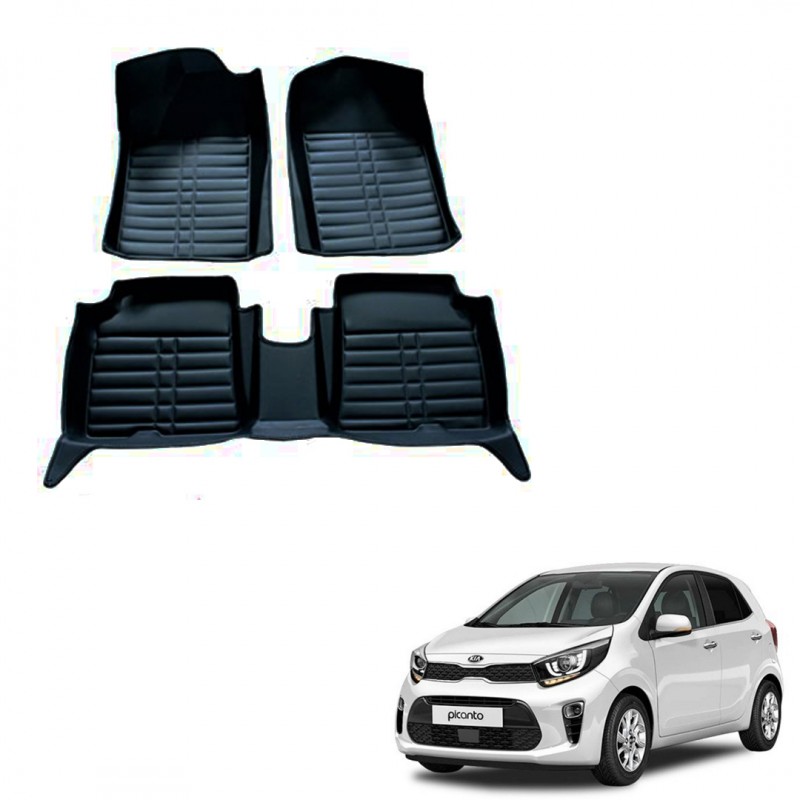 Upgrade Your Kia Picanto 2022 Interior with Black 5D Floor Mats | Custom Fit Car Mats for Enhanced Style and Protection