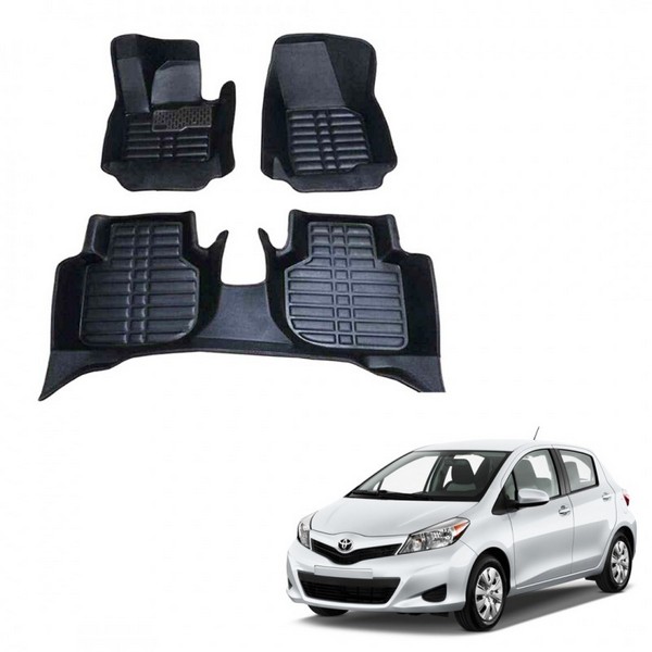 Car 5d Floor Mats (Toyota Vitz 2012-2015 Black Color)