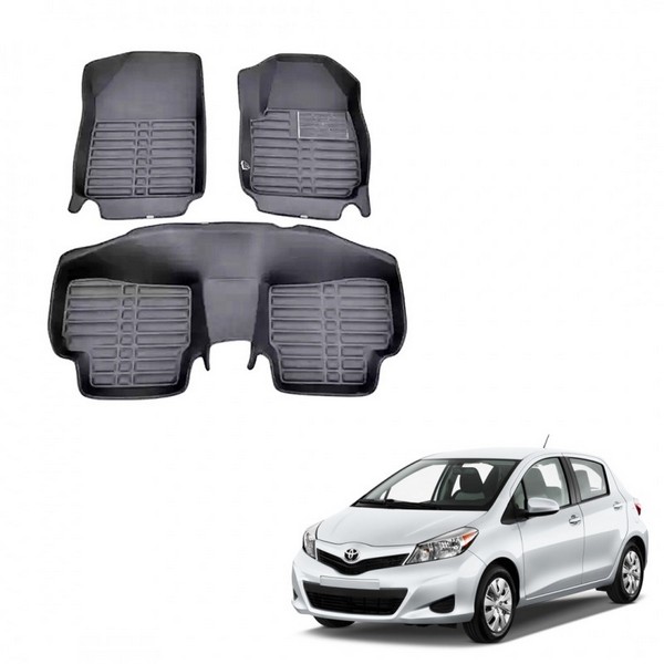 Car 5d Floor Mats (Toyota Vitz 2012-2015 Black Color)