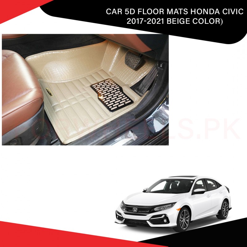 Car 5d Floor Mats (Honda Civic 2017-2021 Beige Color)