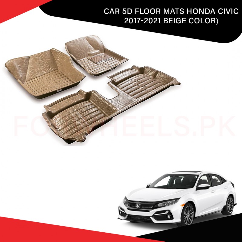 Car 5d Floor Mats (Honda Civic 2017-2021 Beige Color)
