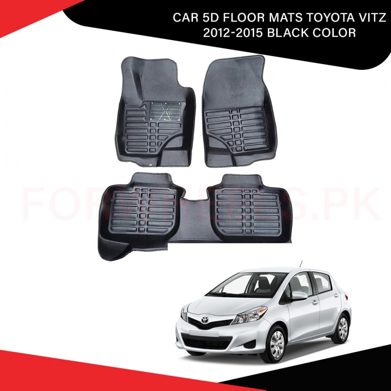 Car 5d Floor Mats (Toyota Vitz 2012-2015 Black Color)