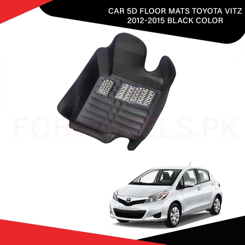 Car 5d Floor Mats (Toyota Vitz 2012-2015 Black Color)