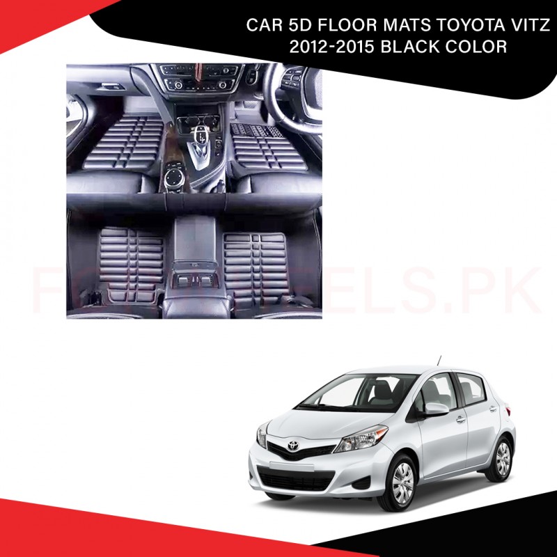 Car 5d Floor Mats (Toyota Vitz 2012-2015 Black Color)