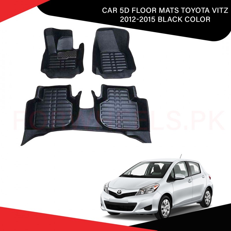 Car 5d Floor Mats (Toyota Vitz 2012-2015 Black Color)