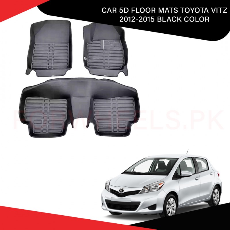 Car 5d Floor Mats (Toyota Vitz 2012-2015 Black Color)