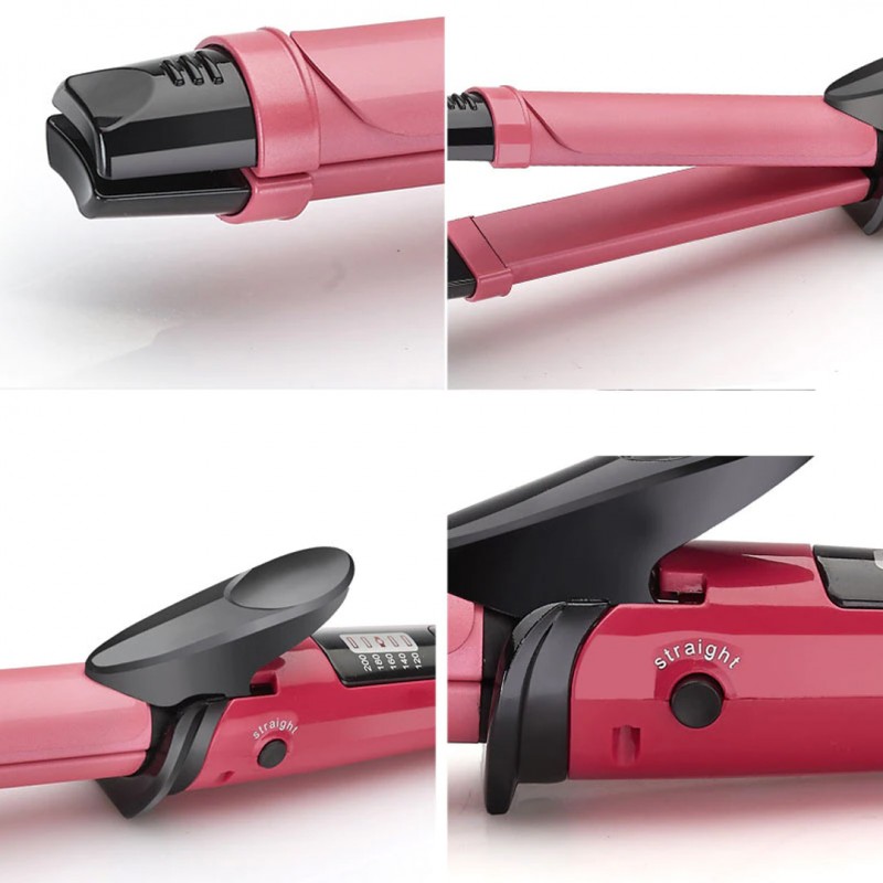 Professional Hair Curling Iron Curler curl Ceramic Hair Straightener 2 in 1
