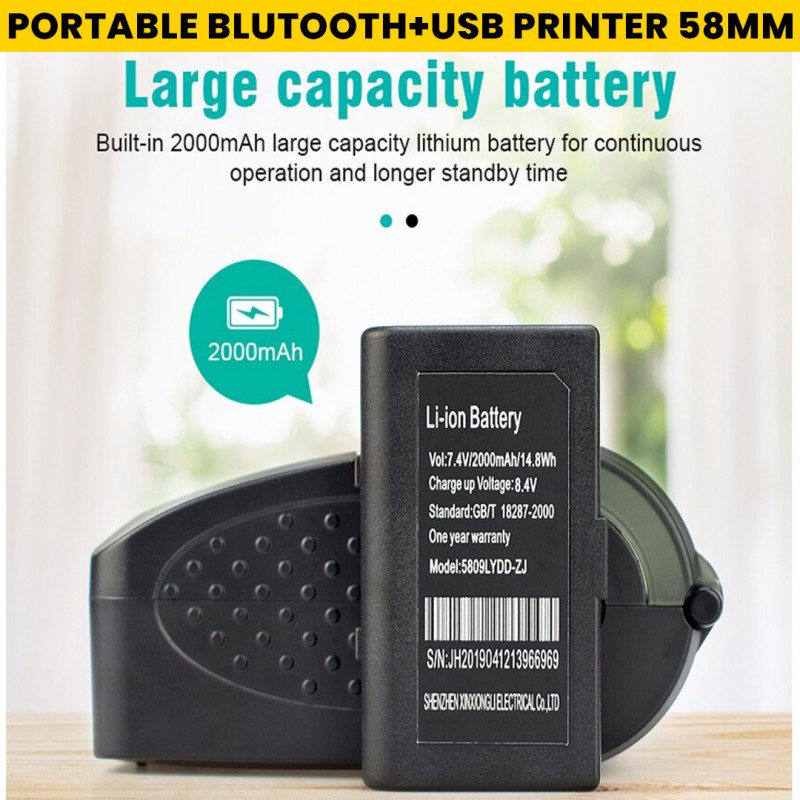 BT450M Mini Portble Bluetooth +USB Printer 58mm