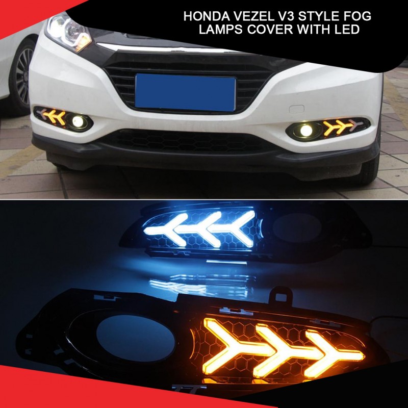 Honda Vezel V3 Style Fog Lamps Cover With Led