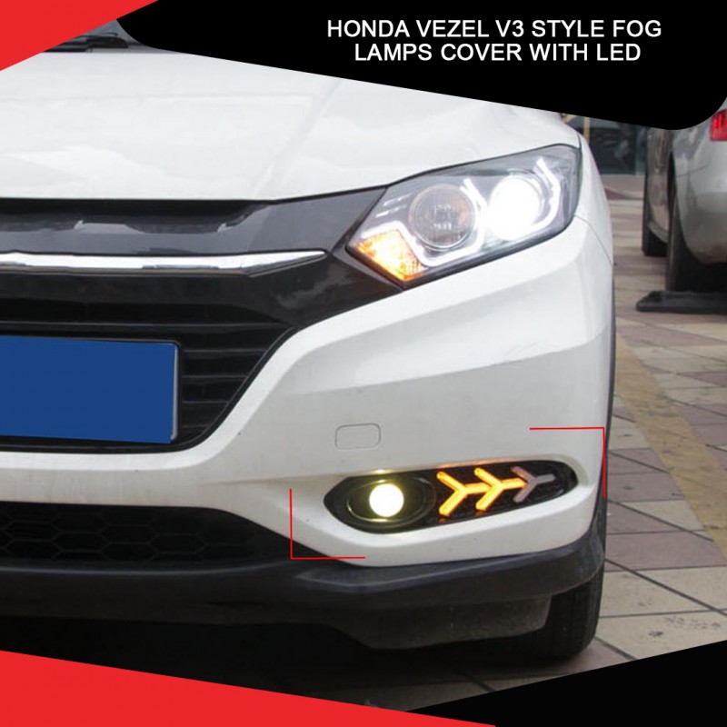 Honda Vezel V3 Style Fog Lamps Cover With Led