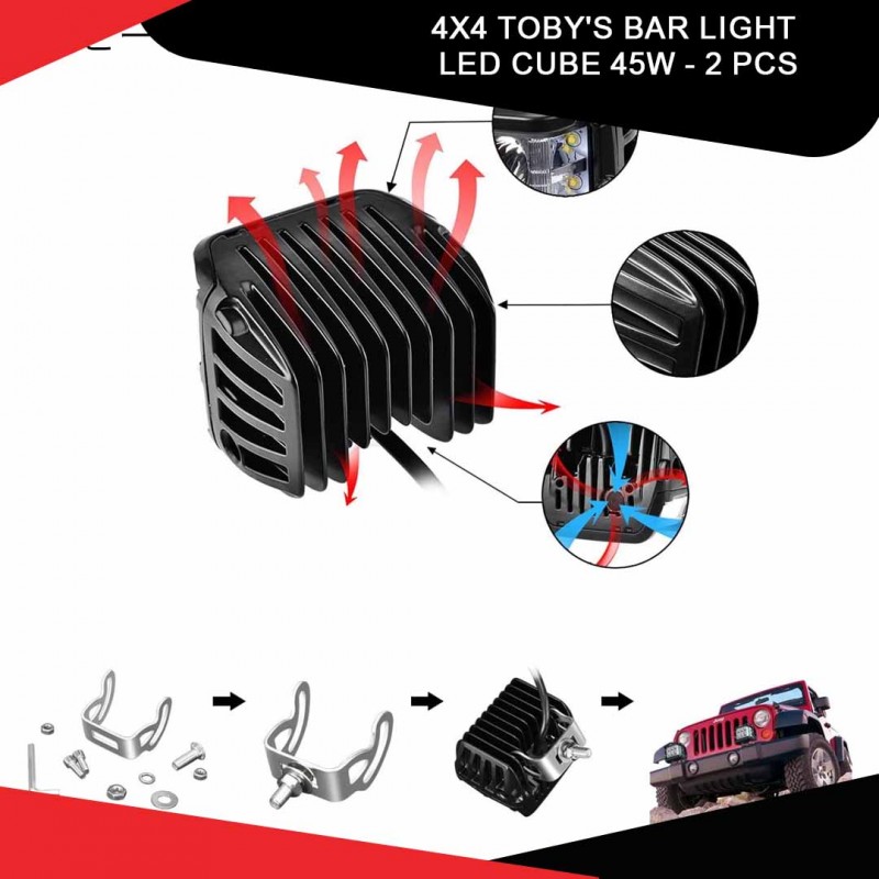 4x4 Toby's Bar Light Led Cube 45w 2 Pcs