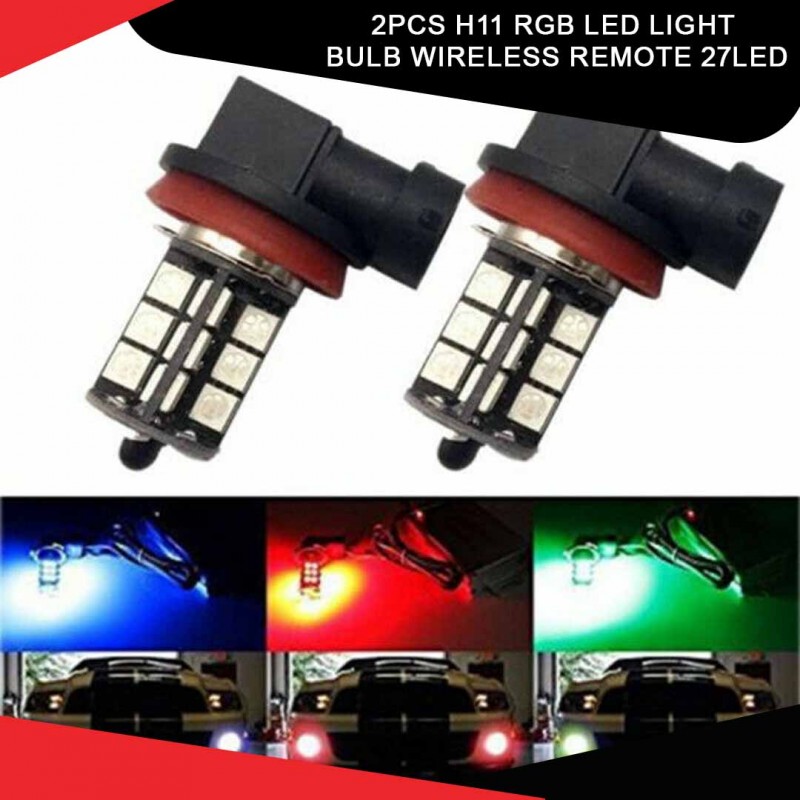 2pcs H11 Rgb Led Light Bulb Wireless Remote 27led