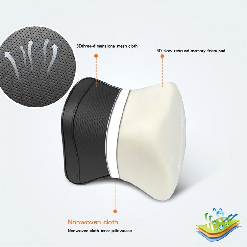Back Support Cushion & Neck Pillow Black