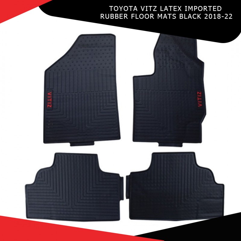 Toyota Vitz Latex Imported Rubber Floor Mats Black 2018-22