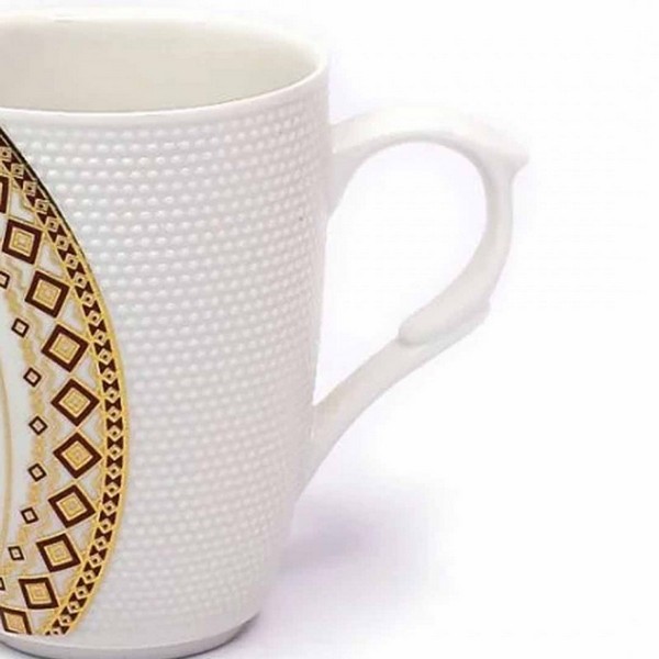 Stylish Tea Cup With Gold And Black Design 6 Pcs