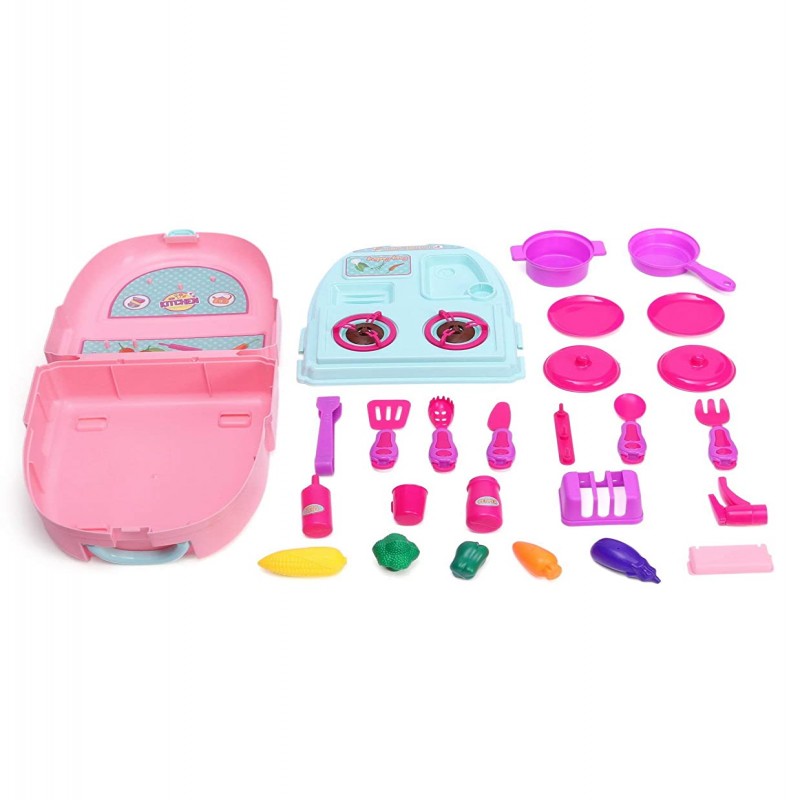 2 In 1 School Bag Turn Into Kitchen Set Toy For Kids