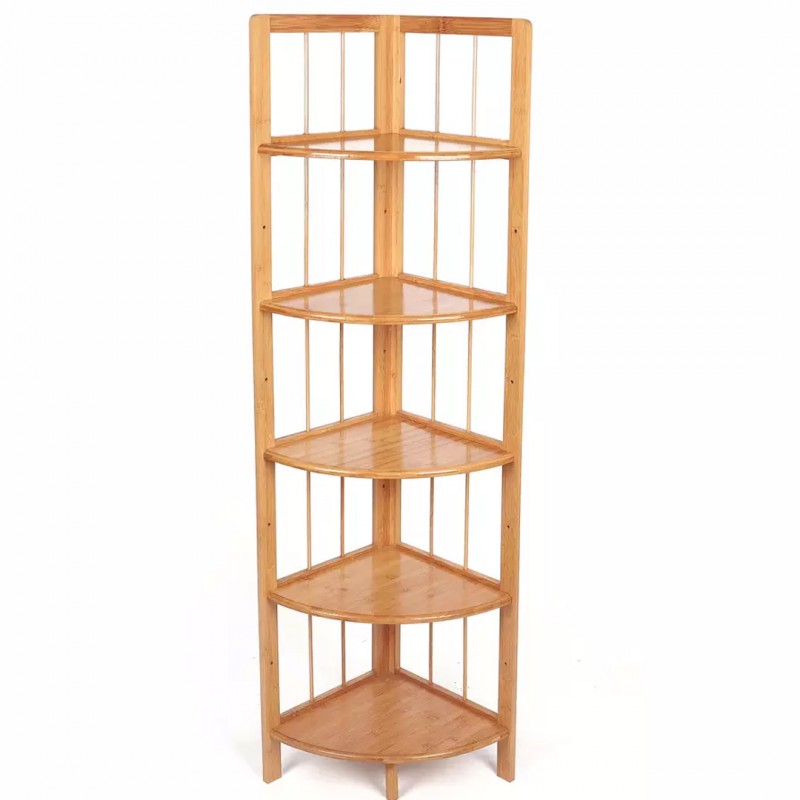 Corner Cabinet Wood Clapboard Shelf Racks 05 Tier