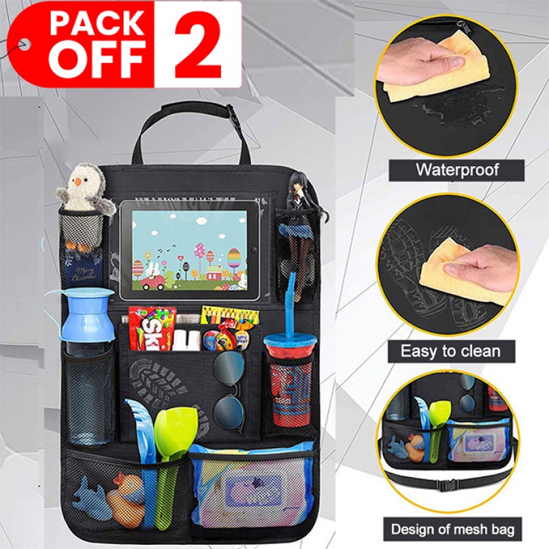 Car Backseat Organizer with Touch Screen Tablet Holder Pack Of 02