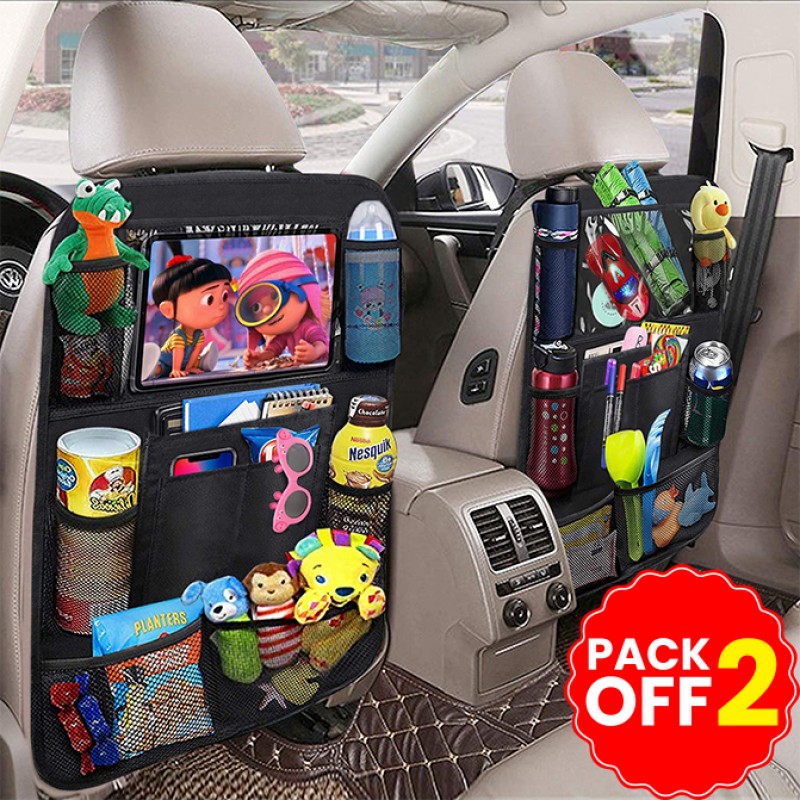 Car Backseat Organizer With Touch Screen Tablet Holder Pack Of 02