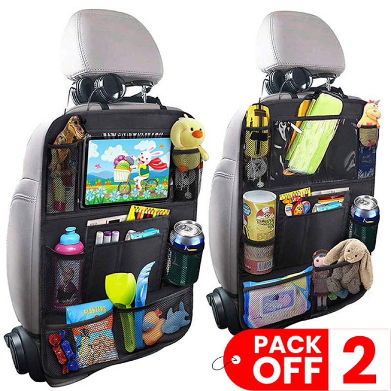 Car Backseat Organizer With Touch Screen Tablet Holder Pack Of 02