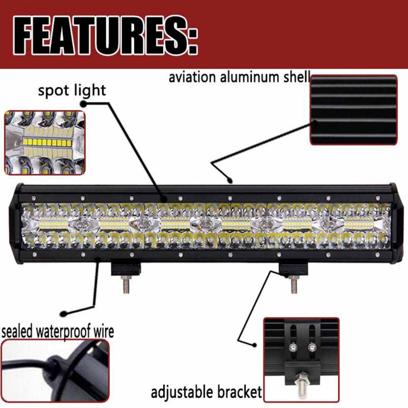 Single Color LED Light Bar Combo Waterproof Spot Lights 360W